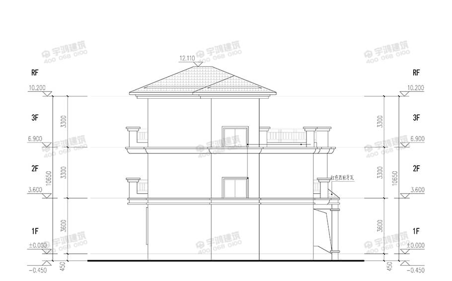 14x12米带玄关复式农村别墅设计图纸