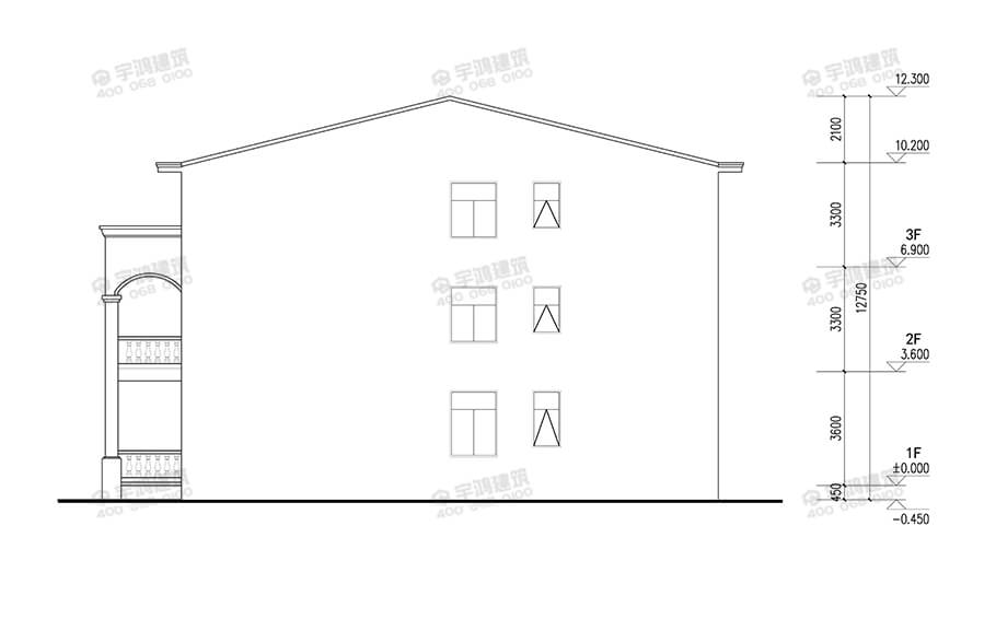 9x19米带堂屋新农村别墅设计图纸