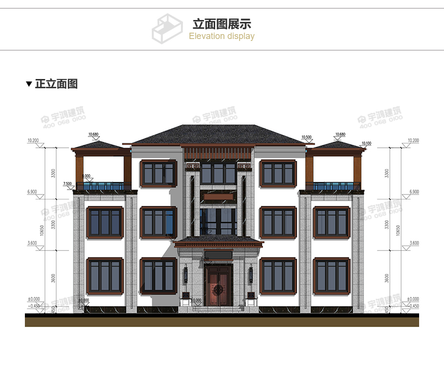 18x9米框架结构新中式别墅设计图纸