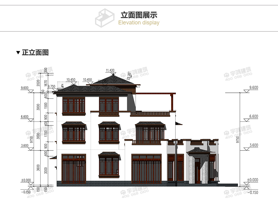 17x11米新中式别墅设计图纸