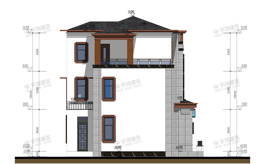 18x9米框架结构新中式别墅设计图纸