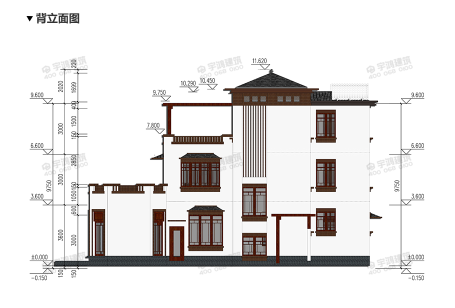 17x11米新中式别墅设计图纸