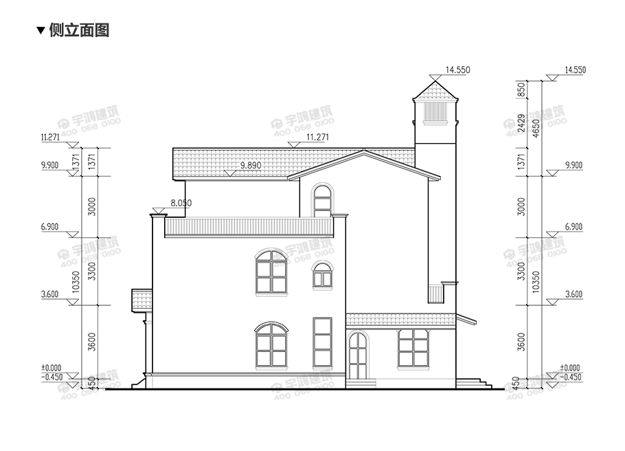 240平西班牙风复式农村别墅设计图纸