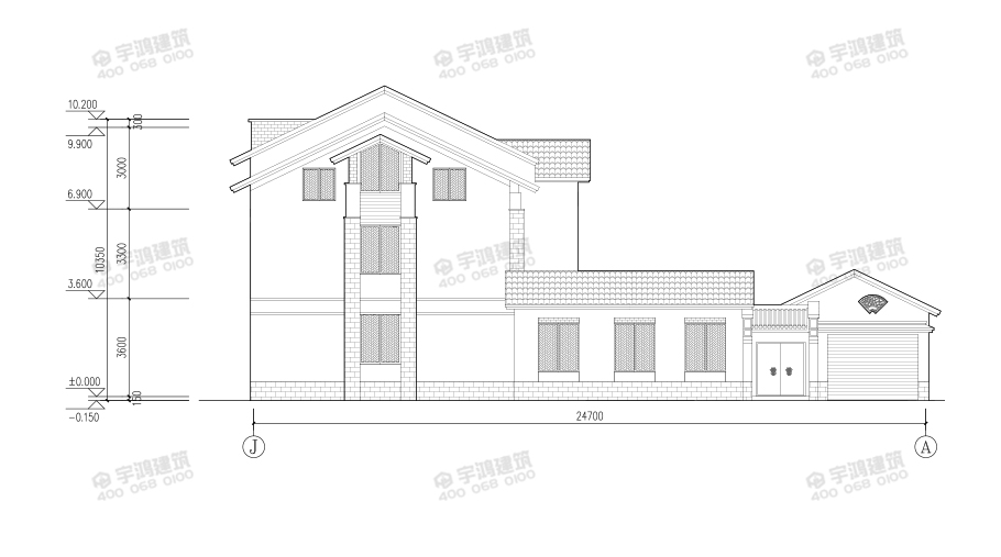 27x25米带庭院新农村别墅设计图纸