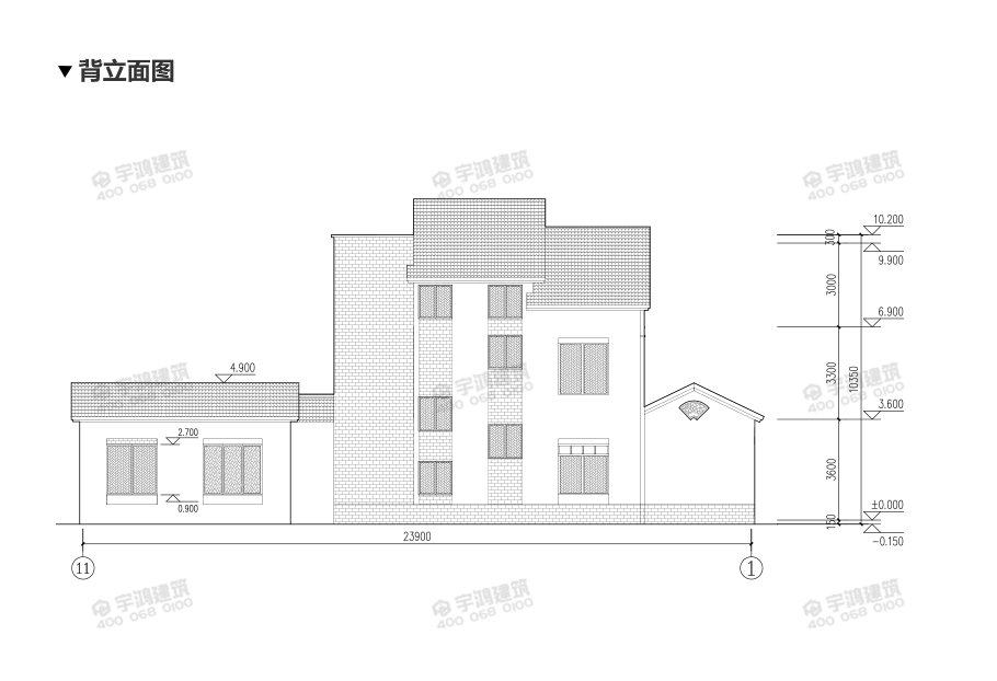 27x25米带庭院新农村别墅设计图纸