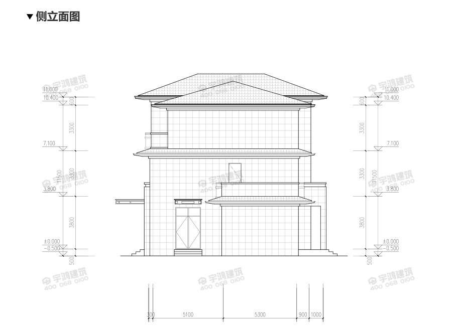 新亚洲风格三层农村自建别墅设计图纸