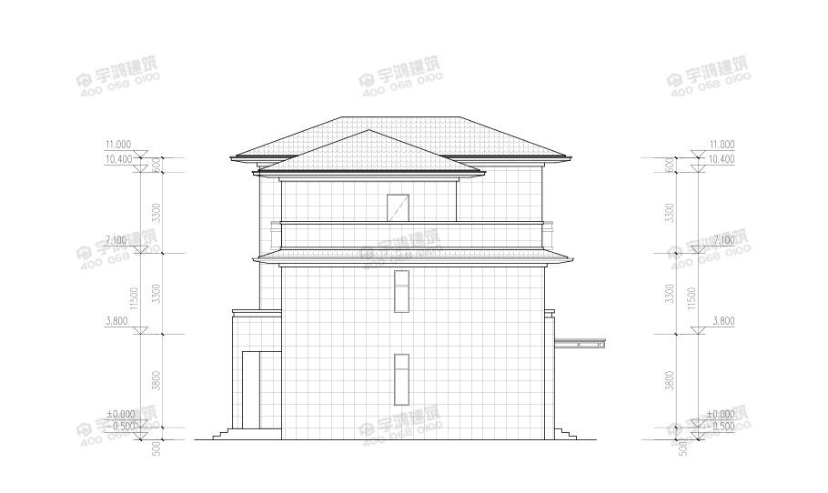 新亚洲风格三层农村自建别墅设计图纸