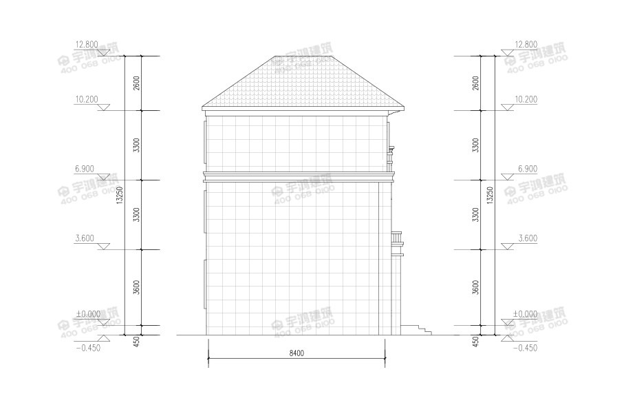 2019年新款110平米三层复式客厅农村别墅设计图纸