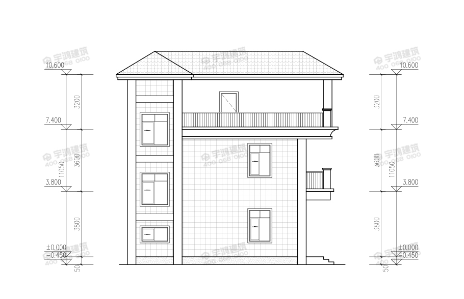 105平现代风格二层半农村小别墅设计图纸