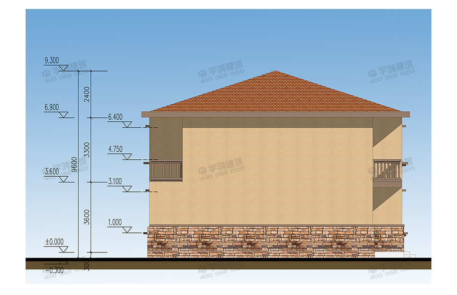 11x13米现代风格农村二层小别墅设计图