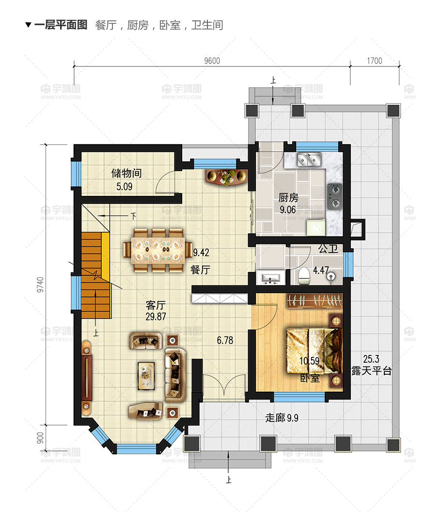 90平带地下室欧式农村别墅设计图，造价20万还带阁楼