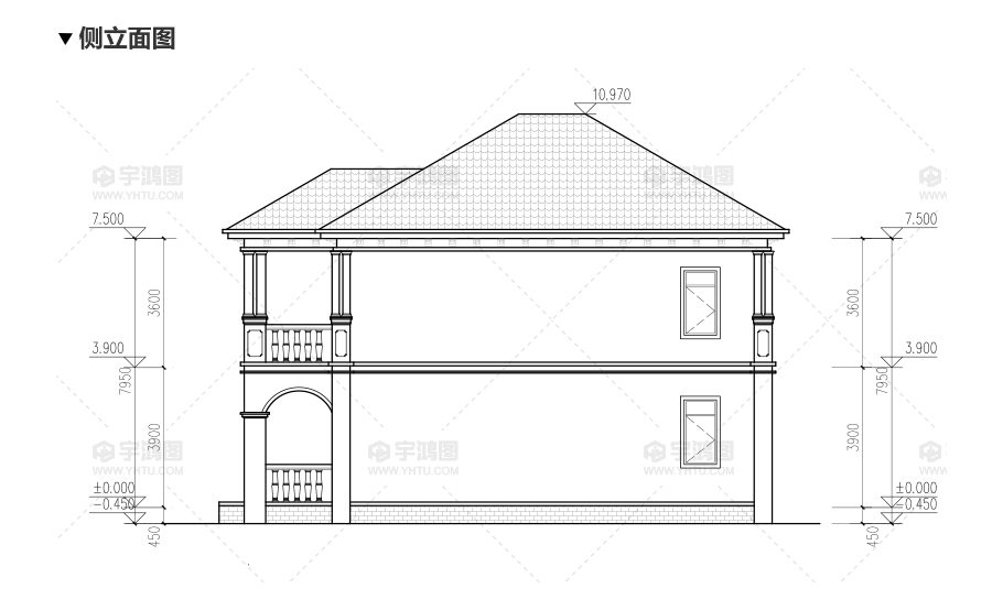 180平新农村复式小别墅设计图纸，清新淡雅外观效果图