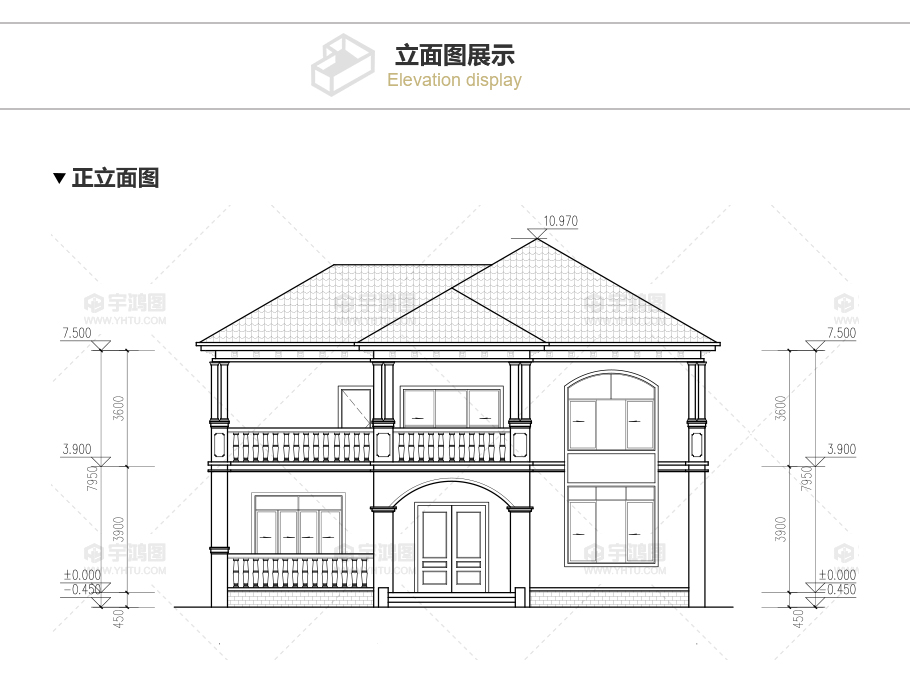 180平新农村复式小别墅设计图纸，清新淡雅外观效果图