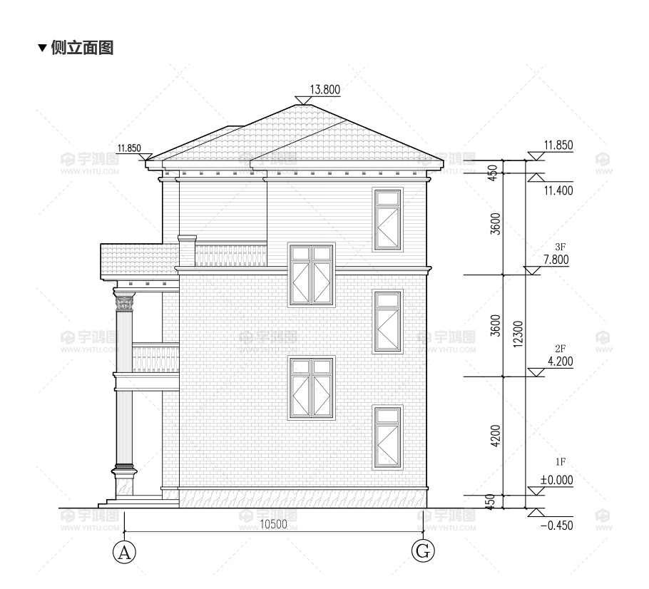 112平漂亮实用乡村别墅设计图纸及效果图，框架结构