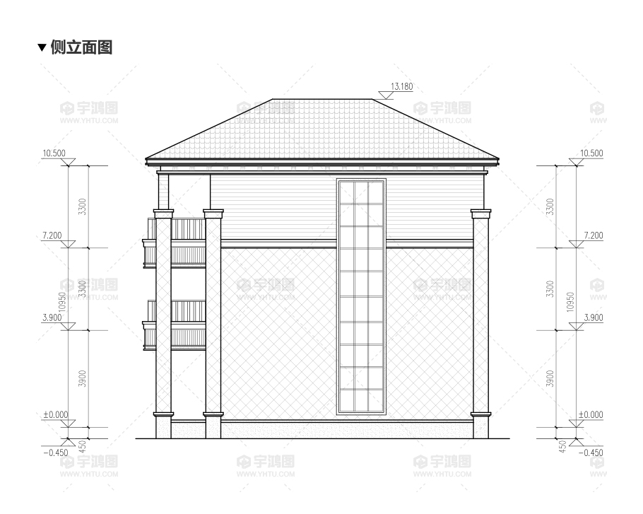 漂亮的三层带小阳台别墅设计图纸及效果图