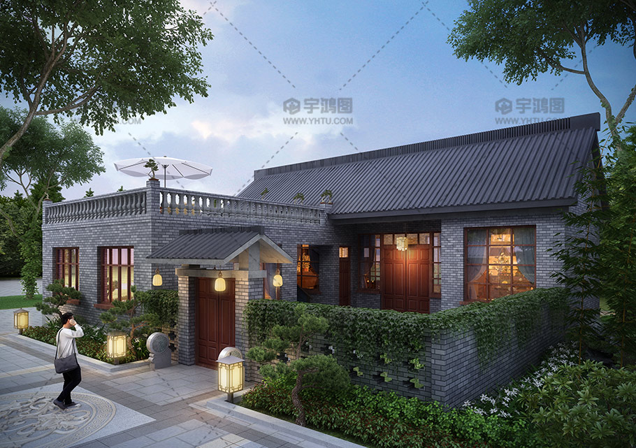 140平一層中式別墅設計效(xiao)果(guo)圖