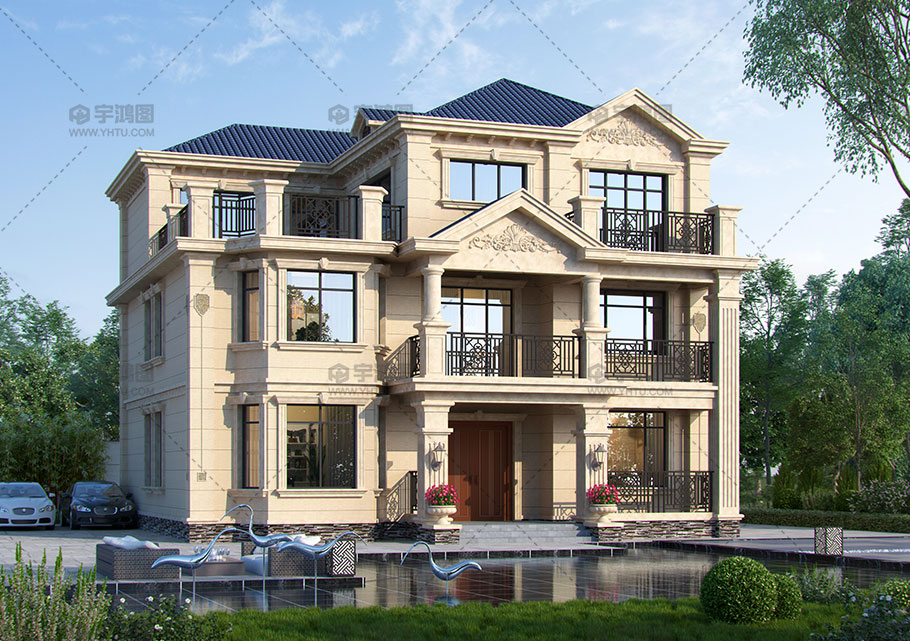 漂亮大气三层欧式砖混结构别墅设计图纸