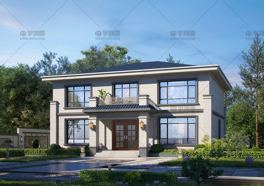 新中式二层别墅占地165平自建别墅设计图