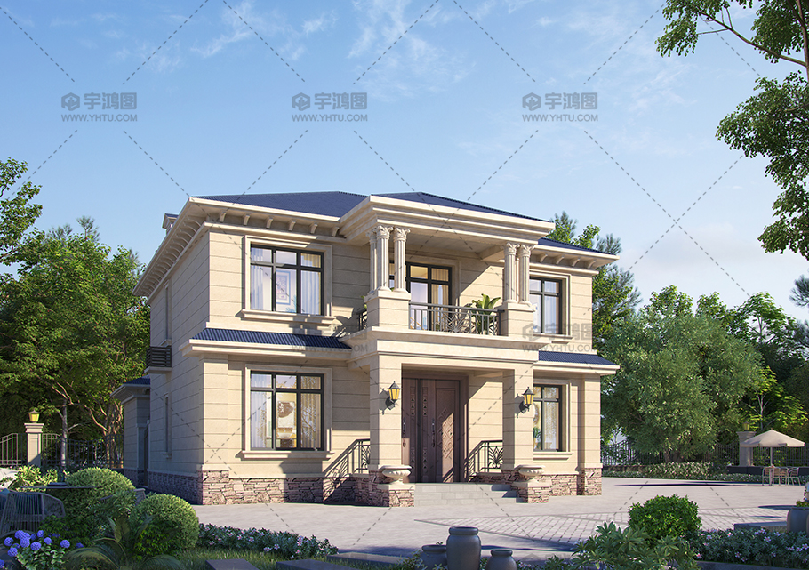两层欧式砖混结构别墅占地135平自建别墅设计图