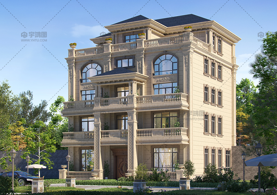 五层豪华欧式别墅占地230平框架结构别墅设计