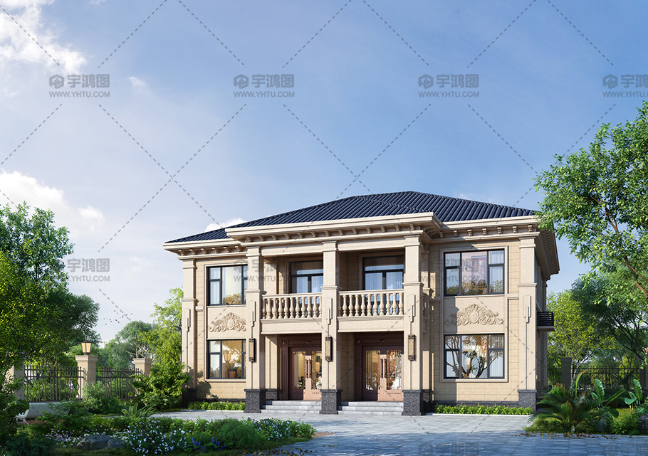 两层欧式别墅框架结构占地189平自建别墅图纸